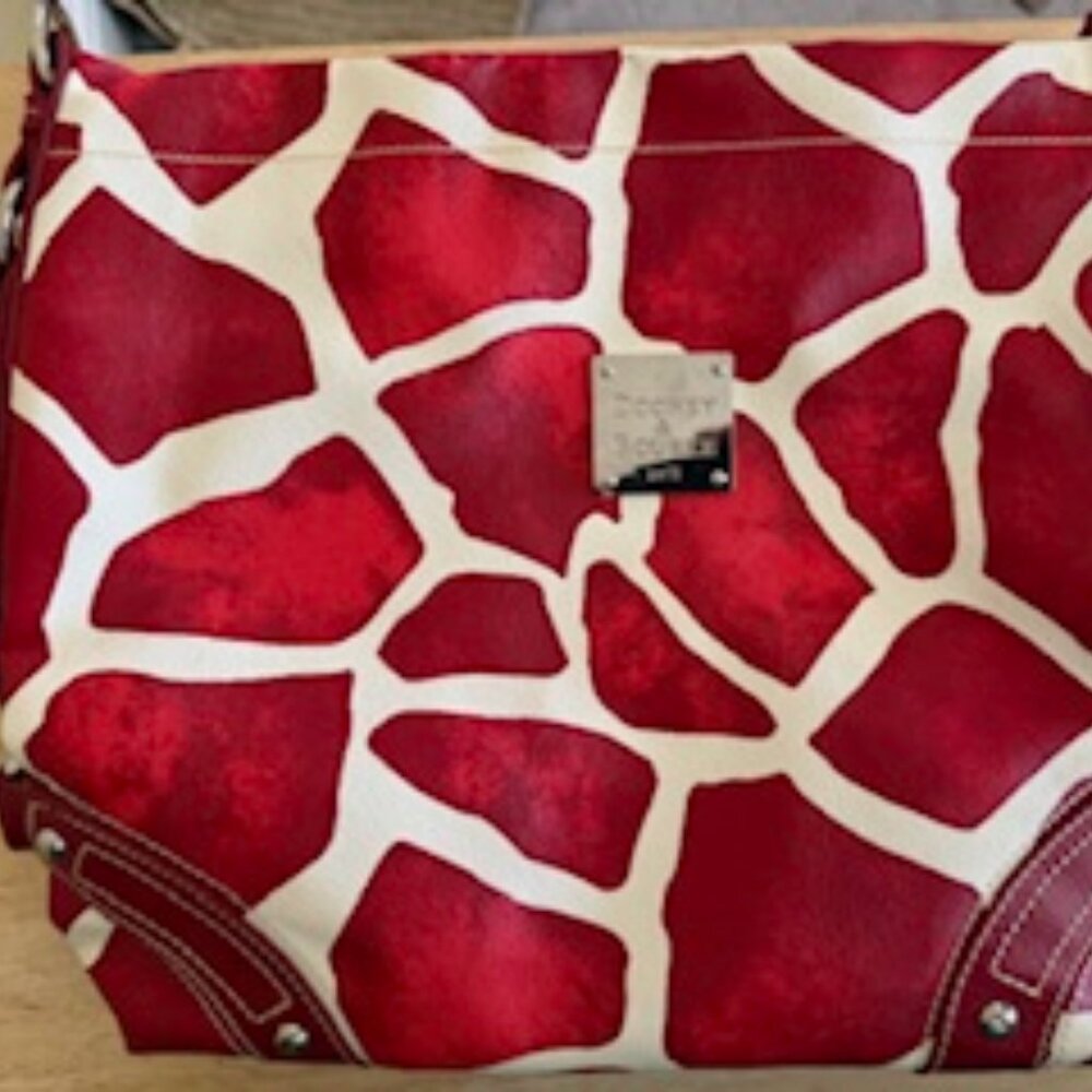Dooney & Bourke Red/White Zebra Print Leather Shoulder Bag - Picture 3 of 10
